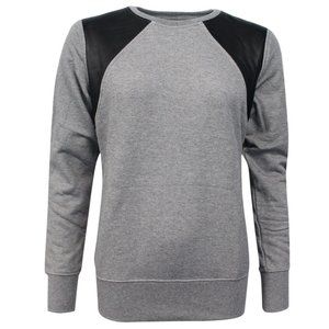 Nike Leather Crewneck Long Sleeve Gray Sweatshirt